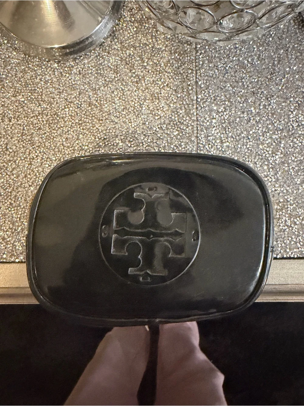 ⭐️Tory Burch Black Patent Jelly Cosmetic Pouch with Embossed Logo
